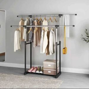 Stainless Steel Clothes Rack - Extendable Hand Double pole