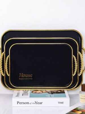 Home Bead Black Rectangle tray