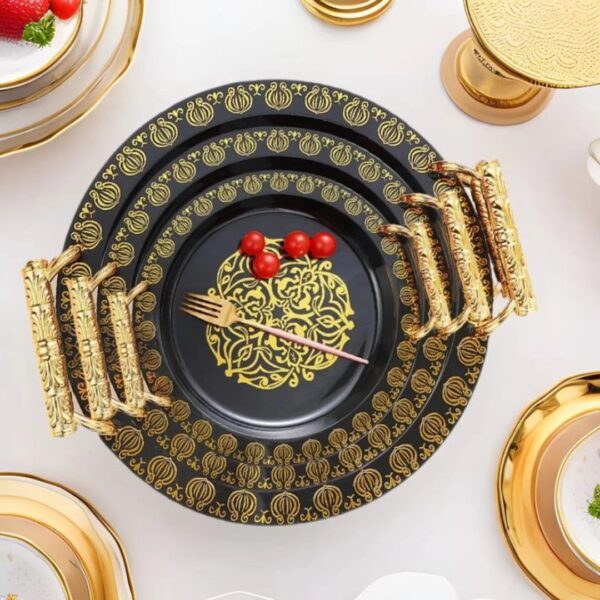 Round Gold trim tray