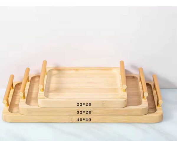 Bamboo tray with two ears and handle pastry