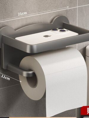 Tissue holder with phone stand.