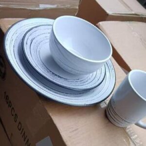 16pcs white and black panel dinner set
