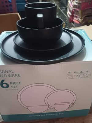 16pcs Black Dinnerware Sets