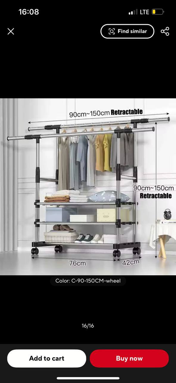 Stainless steel double pole cloth hanger