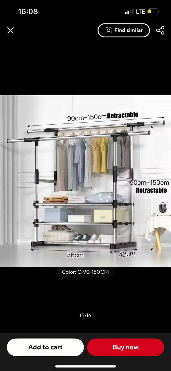 Stainless steel double pole cloth hanger