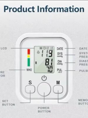 Digital Upper Arm Blood Pressure Monitor Automatic BP Medical Sphygmomanometer with Pulse Measurement