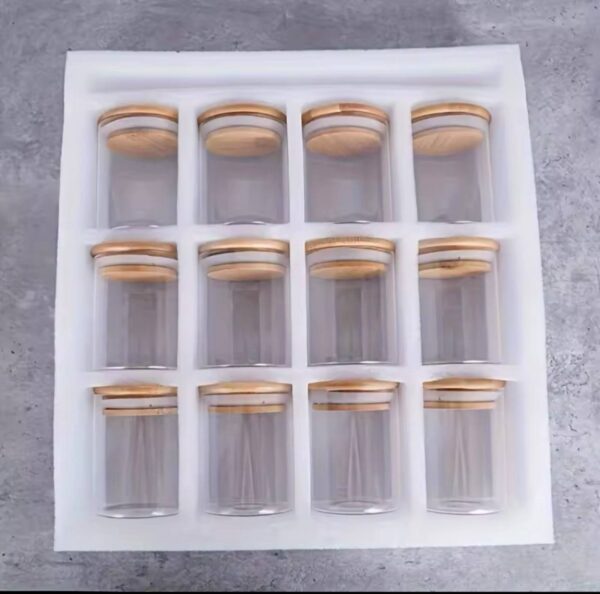 12Pcs Glass Spice Jars with Bamboo Lid,