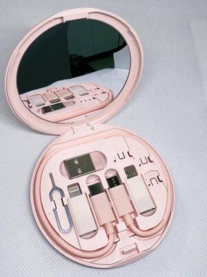 Multifunctional Data Cable Set 60w Fast Charging Cable Storage  Box with Mirror