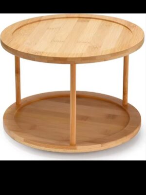 30cm Bamboo 360° rotating double layer spice rack