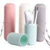 Travel Toothbrush Cup Box Round Plastic Portable Toothpaste Holder