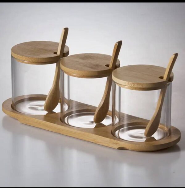 2025/06/IMG_20250603_175316_800.jpg 3Pcs Condiment Jars Set Clear Glass Bamboo Lid Spice Jar