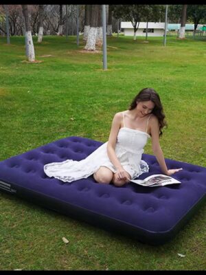 Inflatable Mattress for Guests & Home,Flocking Surface&Durable PVC , Rapid inflation, Air Bed for Camping