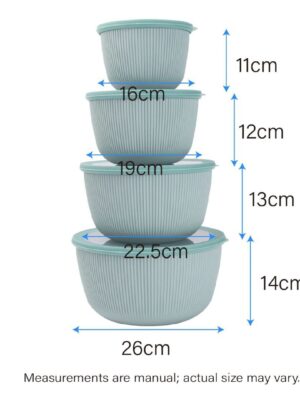 4pcs round plastic food storage with lid